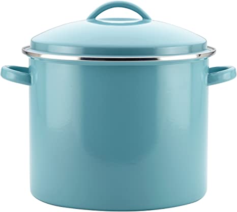 Farberware Enamel-on-Steel Large Covered Stockpot, 16-Quart, Aqua