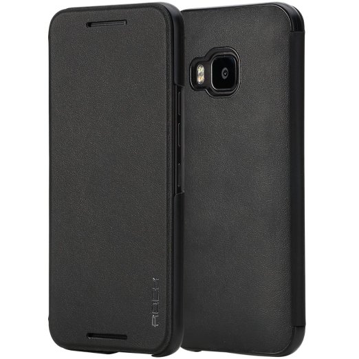 Samsung Galaxy S6 Case, Rock Touch Series - Ultra Thin Premium Leather Flip Case - Black