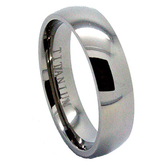 6mm Domed Classic Titanium Wedding Band (Available in Sizes 4-16)