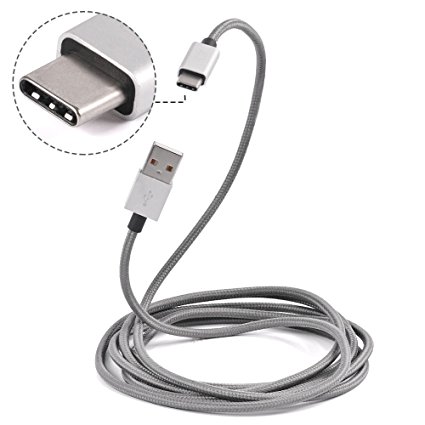 cacoy Type C Cable 6.6ft, USB C to USB A Fast Charging Cable Braided for Samsung Galaxy Note 8 S8 S8 , LG G5 G6 V20, Macbook Pro, Pixel, Nexus 5X, 6P, Moto z2, Moto z2 play, HTC 10 & More (Grey)