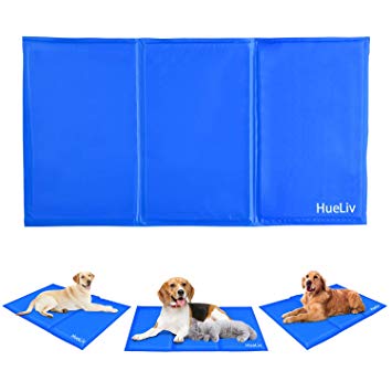 HueLiv Dog Cooling Mat, Large Pet Cool Mat Dog Cooling Pad with Self Cooling Gel, Non-Toxic Activated Gel Cooling Pad Pet Ice Mat, Great for Dogs Cats to Stay Cool This Summer, Blue(90 * 50cm)