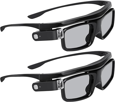 NexiGo DLP Link 3D Glasses, Rechargeable 3D Active Shutter Glasses Compatible with NexiGo Aurora, Aurora Pro (Black - 2Pack)