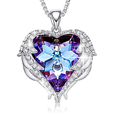 CDE Angel Wing Pendant Necklace White Gold Plated Women Jewelry Heart Ocean Made Swarovski Crystals Necklaces