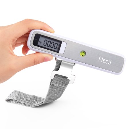Elec3 110lb/50kg Digital Luggage Scale with Tare Function, Hanging Scale, Postal Scale