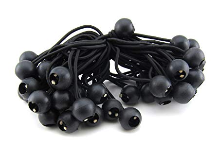Elitexion 100pcs 6” Bungee Ball Tarp Tie Down Cord - Black Color