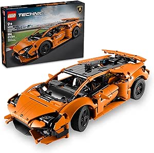 LEGO Technic Lamborghini Huracán Tecnica Orange - Juguete de construcción avanzado, Lamborghini para decoración de habitación de niños, juego de vehículo modelo para niños y niñas a partir de 9 años,