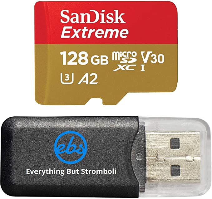 128GB Sandisk Micro SDXC Extreme 4K Works with Samsung Galaxy Note 8, Note8, S8 Active, J7 Max, J3 Prime Android Phone MicroSD TF Flash 128G Class 10 with Everything But Stromboli Card Reader