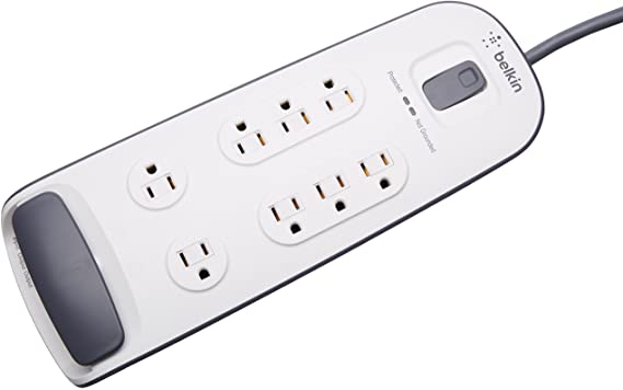 Belkin 8-Outlet Surge Protector with Telephone Protection, 6ft Cord, White