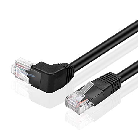 TNP Cat6 Ethernet Cable (Right Angle Up, 10 FT) - RJ45 90 Degree Network Connector 500 MHz 10 Gigabit Gold Plated Patch Plug Wire LAN Cord For PS4 Fire-Stick Xbox One Smart TV Gaming & Computer