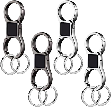 4 PCS Stainless Steel Key Chain, AFUNTA Key Ring Heavy Duty Detachable Car Key Chain with 8 PCS Key Ring, for Men and Women