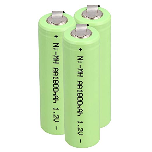 Windmax 3 x NiMH 1.2v AA 1800 mAh Electric Shaver Rechargeable Battery with Solder Tabs