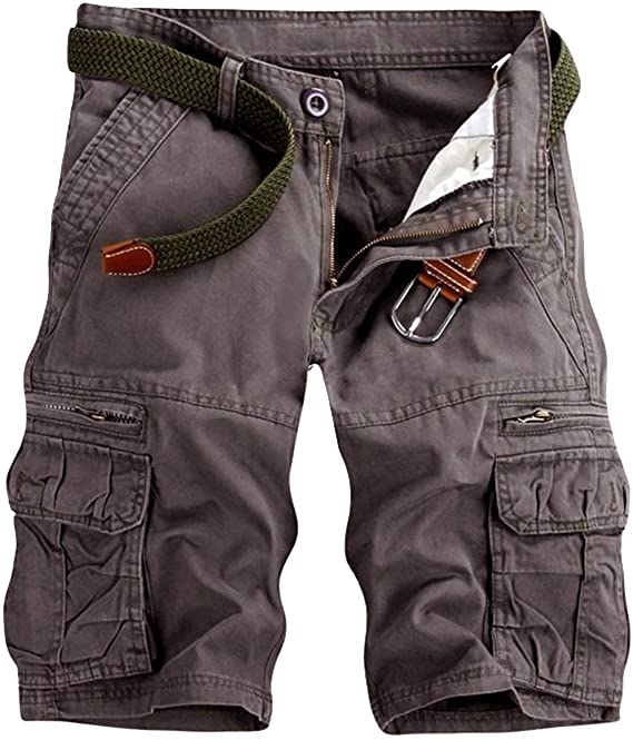 PINKPUM Men's Lightweight Multi Pocket Casual Cargo Shorts with No Belt