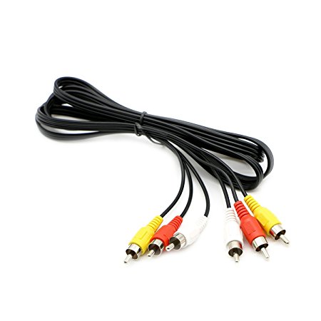 Pasow 3 RCA Cable Audio Video Composite Male to Male DVD Cable (6 Feet)