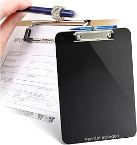 Officemate Plastic Clipboard, Letter Size, Low Profile Clip with Pen Holder, Black (83075)