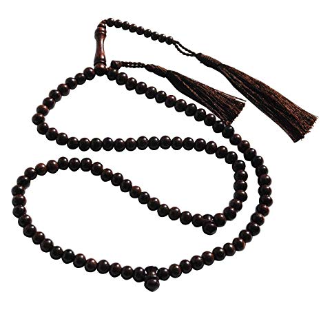 Dense Tamarind Tree Tasbih - 8mm 99-Bead Prayer Beads - Worry Beads with 2 Beuitiful Tassels