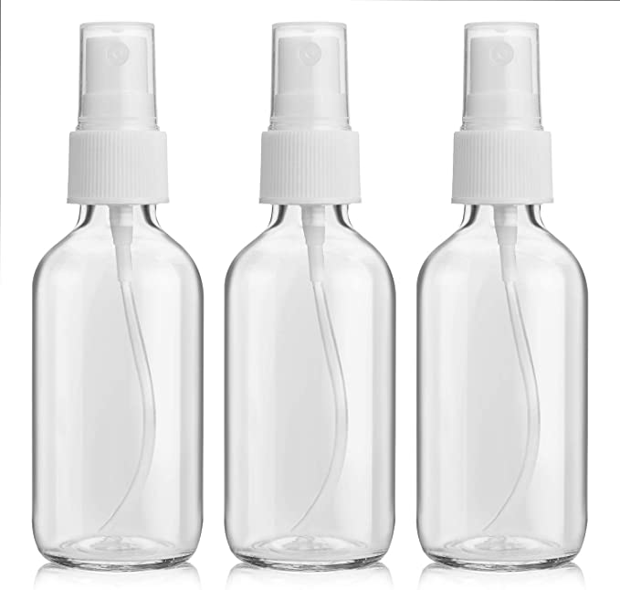 Titanker Spray Bottle, 3-Pack Glass Spray Bottles, 2 oz Small Spray Bottle with Fine Mist, Clear Bottles for Travel