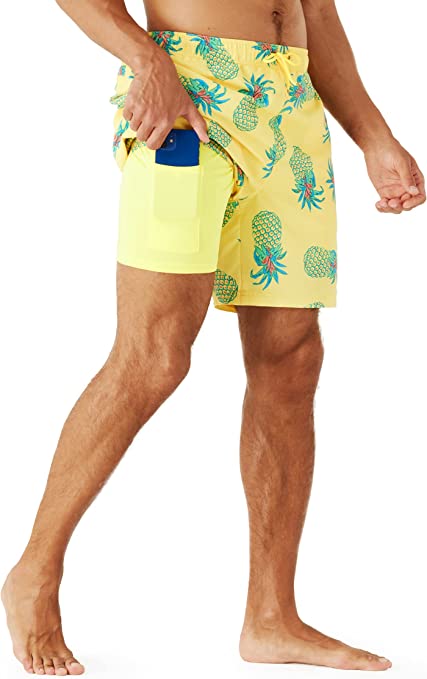 URBEST Men's Swim Trunks with Compression Liner Quick Dry Beach Shorts with Pockets for Beach and Swimming