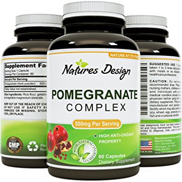 Natural & Pure Pomegranate Supplement For Women & Men - Powerful Antioxidant Pills   Immune System Booster - Best Energy Booster Supplements   Blood Pressure Control - Pure Capsules By Natures Design