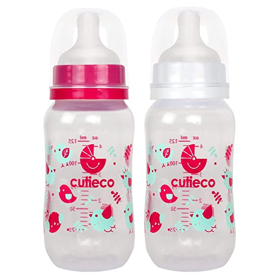 Cutieco 125 ml Round Shape Baby Feeding Bottle, Multicolor - (Pack of 2)