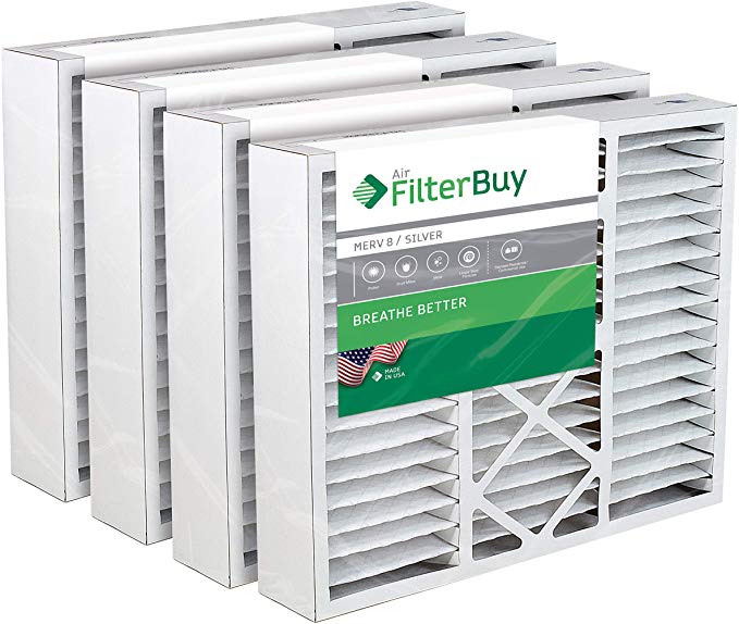 FilterBuy 24x25x5 Carrier Aftermarket Replacement AC Furnace Air Filters - AFB Silver MERV 8 - Pack of 4 Filters. Designed to fit FILXXCAR0024, FILCCCAR0024, FILBBCAR0024.