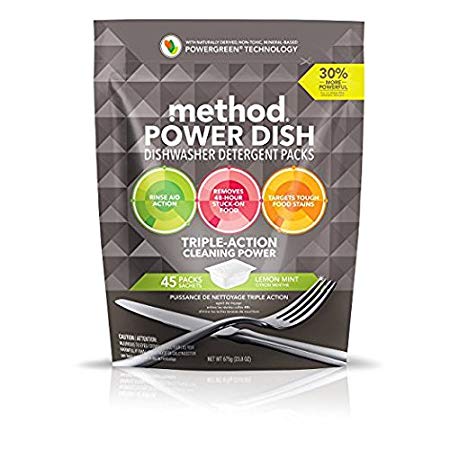 Method Power Dish Dishwasher Detergent Soap Packs, Lemon Mint, 45 count