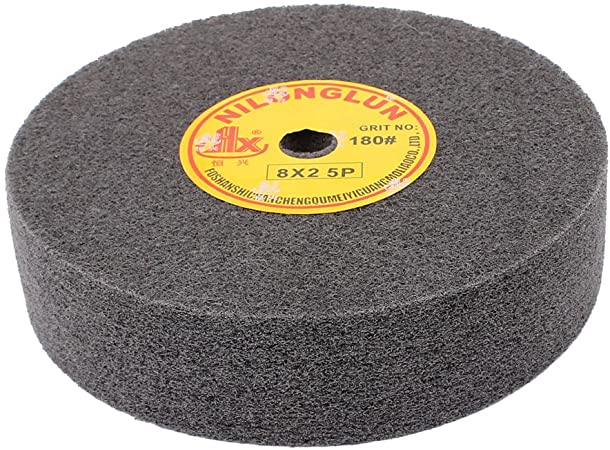 uxcell 8" Dia 2" Thick 5P 180 Grit Nylon Fiber Wheel Abrasive Polishing Buffing Disc Black