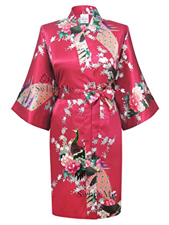 Swhiteme Women's Kimono Robe, Short, with Pockets