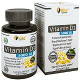 Vita Optimum Vitamin D3 5000 IU - In Certified Organic Olive Oil 360 minigels GMO-Free and Made in USA