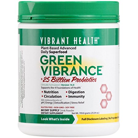 Vibrant Health - Green Vibrance, Plant-Based Daily Superfood   Probiotics and Digestive Enzymes, 60 servings (FFP)
