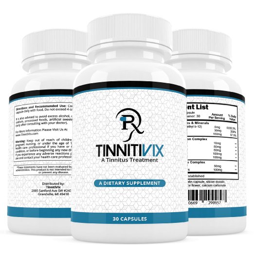 Tinnitivix Effective Natural Tinnitus Relief Supplement - Powerful Formula to Help Stop Ringing in the Ears Pills & Medicine (30 Caps)