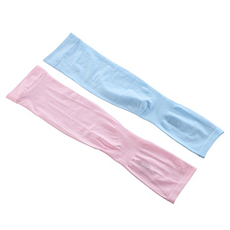 Cooling Arm Sleeves,COME-ON 2-Pairs Unisex Outside Athletic Hand Cover Cooling UV Protection Arm Sleeves(1 Pair Blue   1 Pair Pink)
