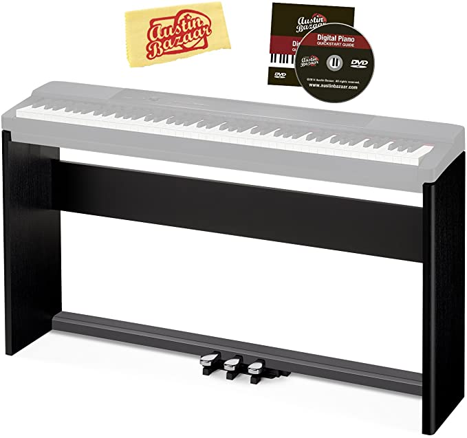 Casio CS-67 Digital Piano Stand - Black Bundle with Casio SP-33 Pedal System, Austin Bazaar Instructional DVD, and Polishing Cloth