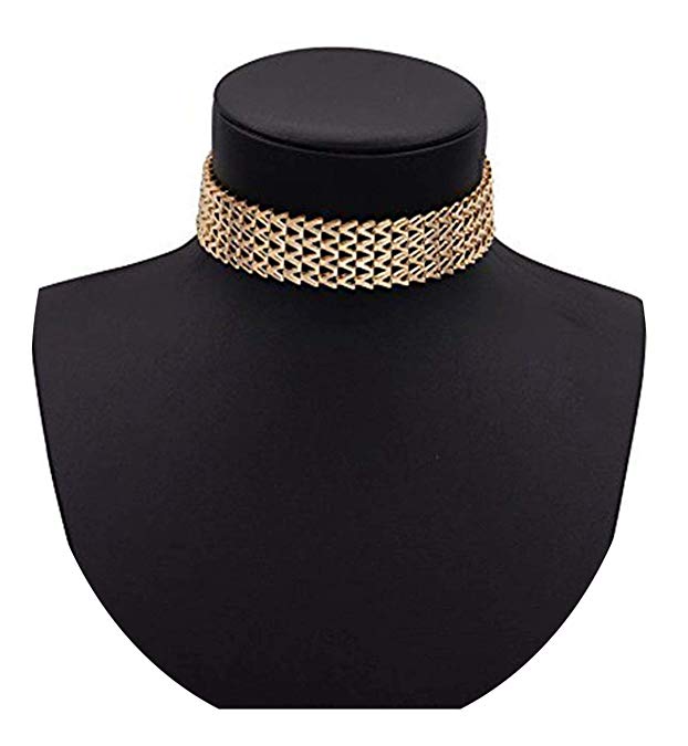 Geerier Simple Chevron Choker Necklace For Women Gold Tone