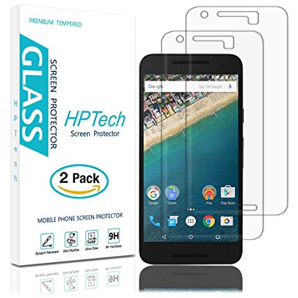 Google Nexus 5X Screen Protector - HPTech Tempered Glass Film for LG Google Nexus 5X Bubble Free, 9H Hardness (2-Pack)