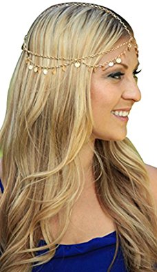 Head Chain Gold Indian Style Hair Pendent Fashion wave chain tassel headdress super shiny hair band