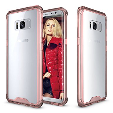 Galaxy S8 Case, OlymTek [Slim Fit] Soft TPU Corner Bumper Anti-Scratch Hard PC Back Protective Clear Case Cover for Samsung Galaxy S8 (Clear Pink)