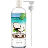 Fractionated Coconut Oil - 100 Pure carrier oil for essential oils massage and aromatherapy - free PUMP  Ebook 16 fl oz