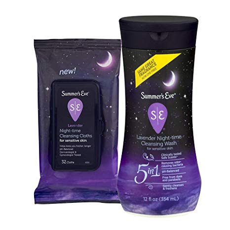 Summer's Eve Cleansing Wash & Cloth Pack | Lavender | 12 oz Wash and 32 Count Cloths
