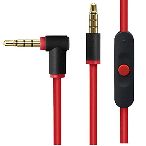 Monoy Replacement Beats Audio Cable   Inline Remote / Microphone for Beats by Dr, Dre Headphone SoloHD / Studio / Pro / Detox / Wireless - Compatible for Samsung S7 Note 5 LG V10 G5 Iphone 6s (Red)