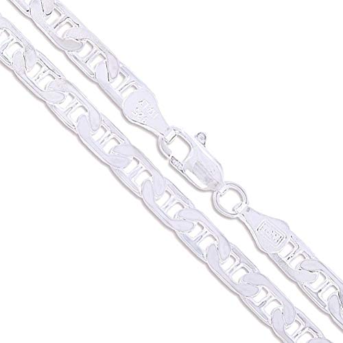 CHOOSE YOUR WIDTH Sterling Silver Flat Mariner Chain Solid 925 Italy Link Women's Men's Necklace