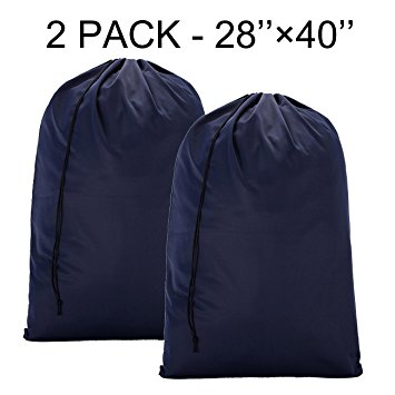 BGTREND 2 Pack Large Laundry Bag [28’’×40’’] Machine Washable Sturdy Rip-stop Material with Drawstring Closure (Blue)