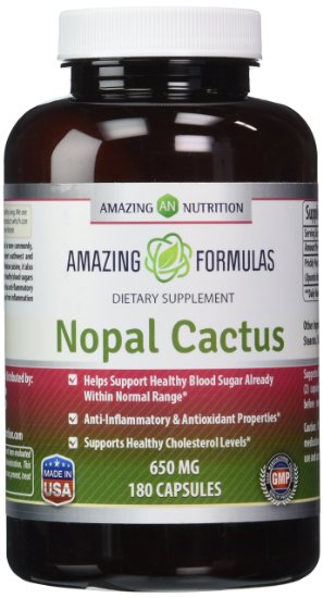 Amazing Nutrition Nopal Cactus 650 Mg 180 Caps - Supports healthy glucose levels