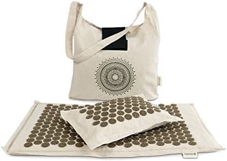 Navaris Acupressure Mat and Pillow Set - Eco-Friendly Acupuncture Mat for Back and Neck Pain Relief, Muscle Relaxation, Massage Therapy, Sciatica