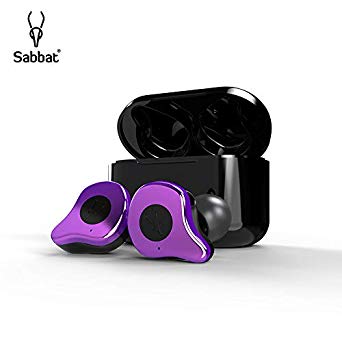 Sabbat E12 PRO 3D Clear Sound True Wireless Earbuds Blutooth 5.0 TWS Stereo Earphones A week's Endurance with Built-in Mic and Charging Case for iPhone, Samsung, iPad, Android(Purple)