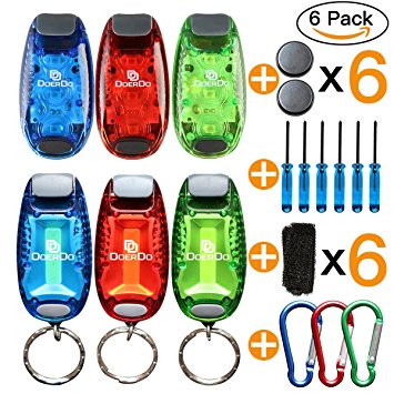 LED Safety COB Light  12 FREE Bonuses Battery Set (Individual Package For Each-6Pack), DoerDo Clip COB LED And Normal LED Visibility Light For Running, Cycling, Reflective For Kids, Dogs, Tail light