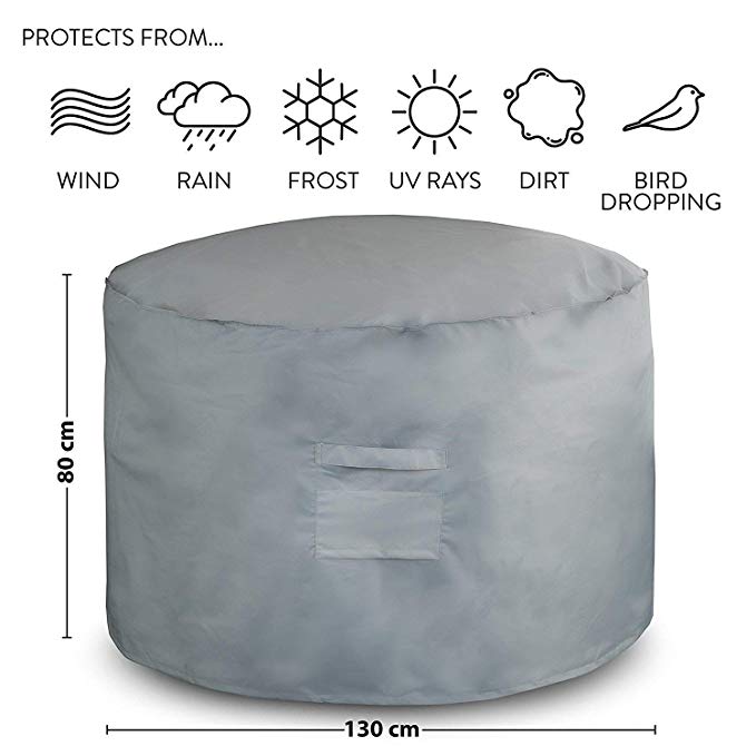 LIVIVO Premium Patio Table Cover with Covered Air Vents, Nylon Drawstring and Fastening Clips for Secure Fit – Water Resistant Garden Furniture Protection (Round)