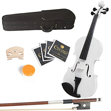 Mendini 16-Inch MA-White Solid Wood Viola with Case, Bow, Rosin, Bridge and Strings
