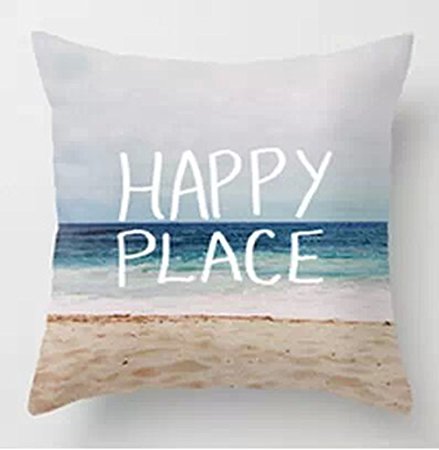 Createforlife 18 x 18 One Side Hot Sale My Happy Place Beach Throw Pillow