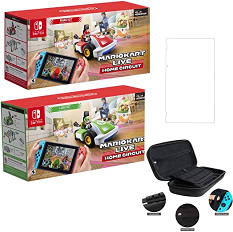 Nintendo 2020 Newest - Mario Kart Live: Home Circuit - Mario Set and Luigi Set Edition - Family Holiday Gaming for Switch or Switch Lite - iPuzzle 3-in-1 Carrying Case for Nintendo Switch