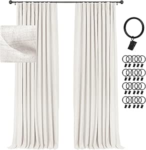 INOVADAY 100% Blackout Curtains 2 Panels Set, Thermal Insulated Full Light Blocking Drapes Window Curtain Panels for Bedroom Living Room - W50 x L80, Beige